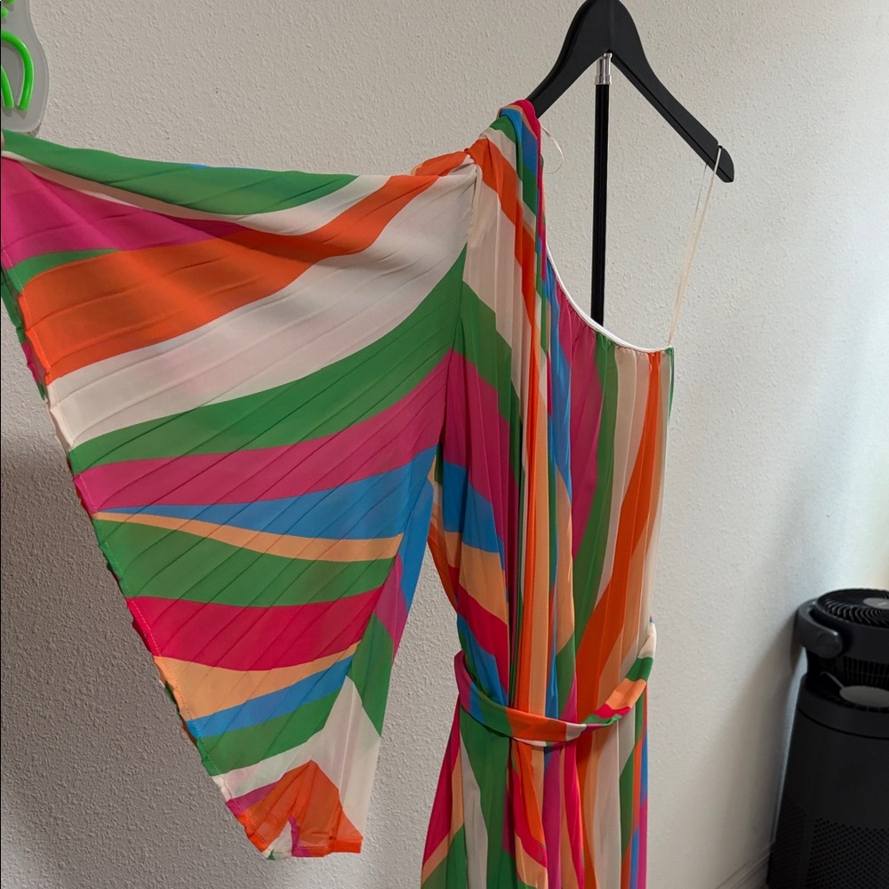 Colorful Striped One-Shoulder Dress - Picture 9 of 15